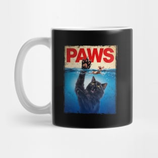 Paws Parody Black Cat Chasing a Cute Scared Mouse Top Kitten Mug